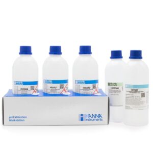 Soluciones de Calibración Técnica de pH 4.01, 7.01 y 10.01 con Solución de Almacenamiento de Electrodos y Solución de Limpieza (5 x 500 mL) - HI54710-11
