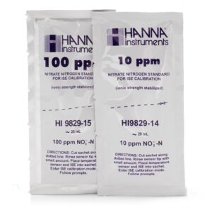 Sobres de Solución Estándar de 10 ppm y 100 ppm de Nitrato (como N) para Calibración del HI9829 (10 sobres x 20 mL cada) - HI9829-14/15